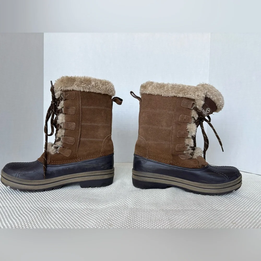 Magellan Women’s Suede Leather Boots Size 6 Faux Fur Lined